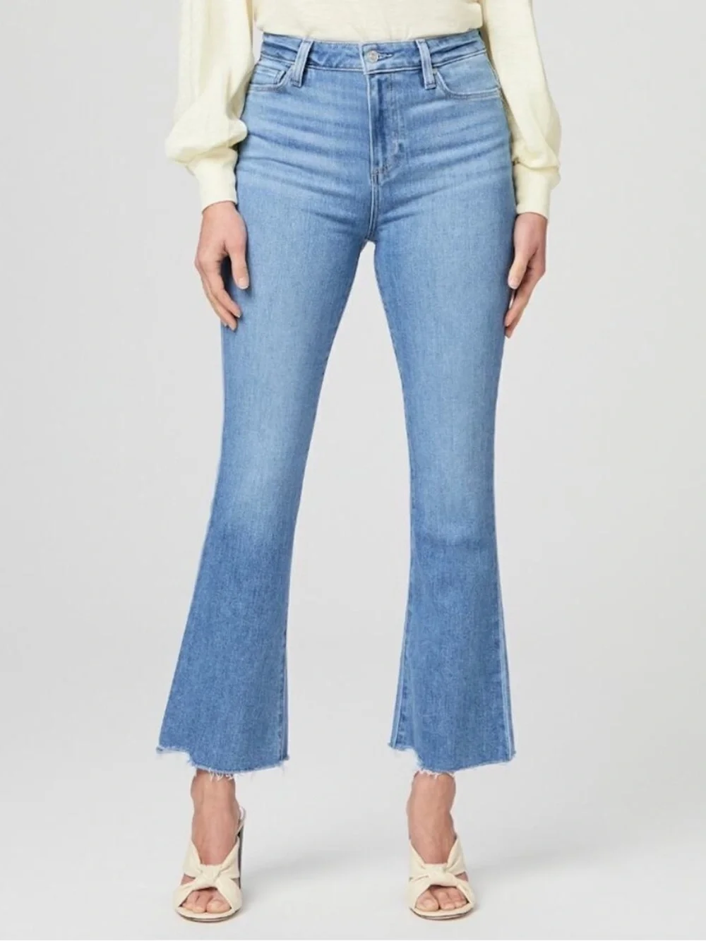 PAIGE Claudine Darling Cropped Flare Jeans Siesta Hem High Rise Size 28